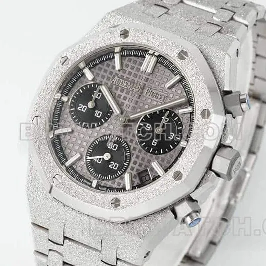 APS factory Audemars PiguetRoyal Oaktop-tier 1:1super gray plate chronograph frost gold 26240front live photo