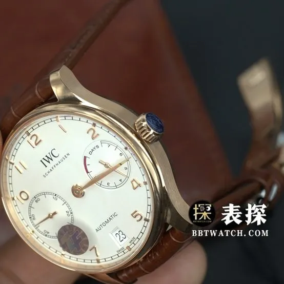 ZF FactoryIWC Portugal top-tier 1:1super watch men's rose gold white leather strap model pictures and prices side live photo