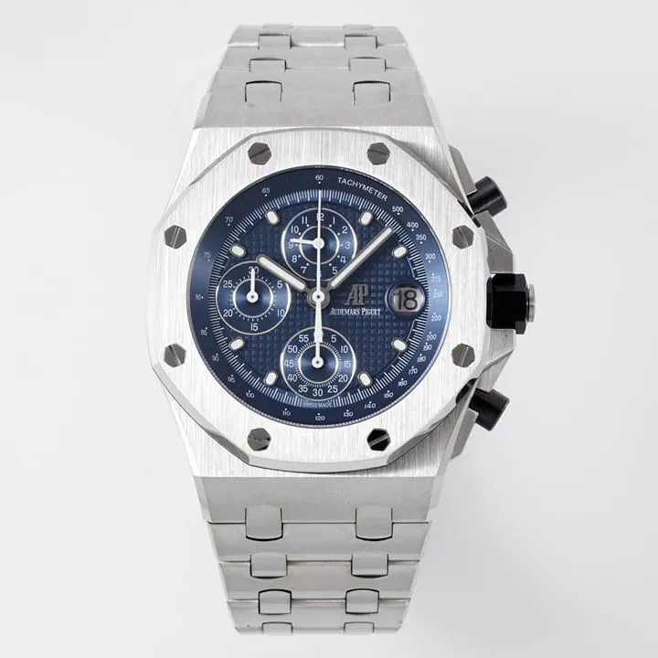 APF factory Audemars Piguet men's Royal Oak offshore type top-tier watch blue dialsteel bracelet model 26238ST.OO.2000ST.01front live photo