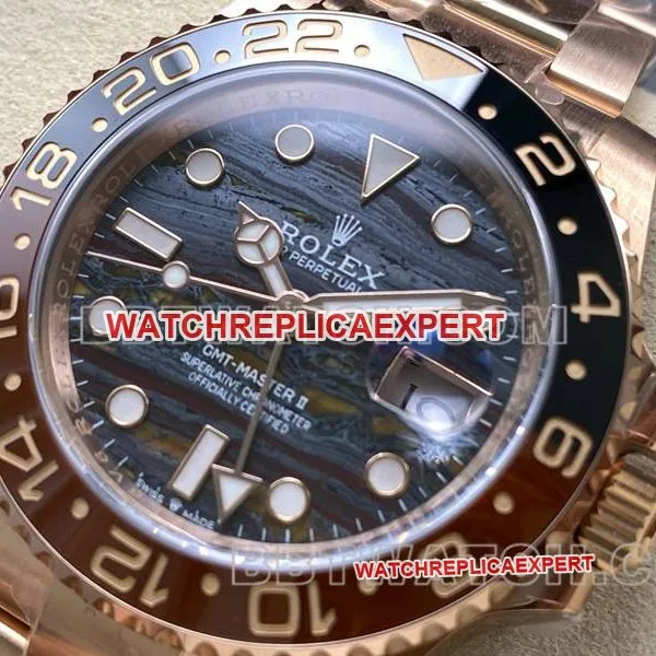 Rolex collectible watch ARF FactoryGMT-Master tiger eye GMTrose goldsteel bracelet front live photo