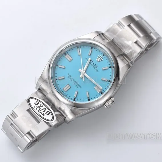 Factory C Rolex Oyster Perpetual 1:1top-tier replica36mm turquoise blue dial126000-0006front live photo