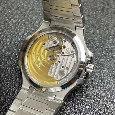 3K Factorytop-tier watch Patek Philippe fully automatic movement women's blue dialsteel braceletNautilus series watch front view