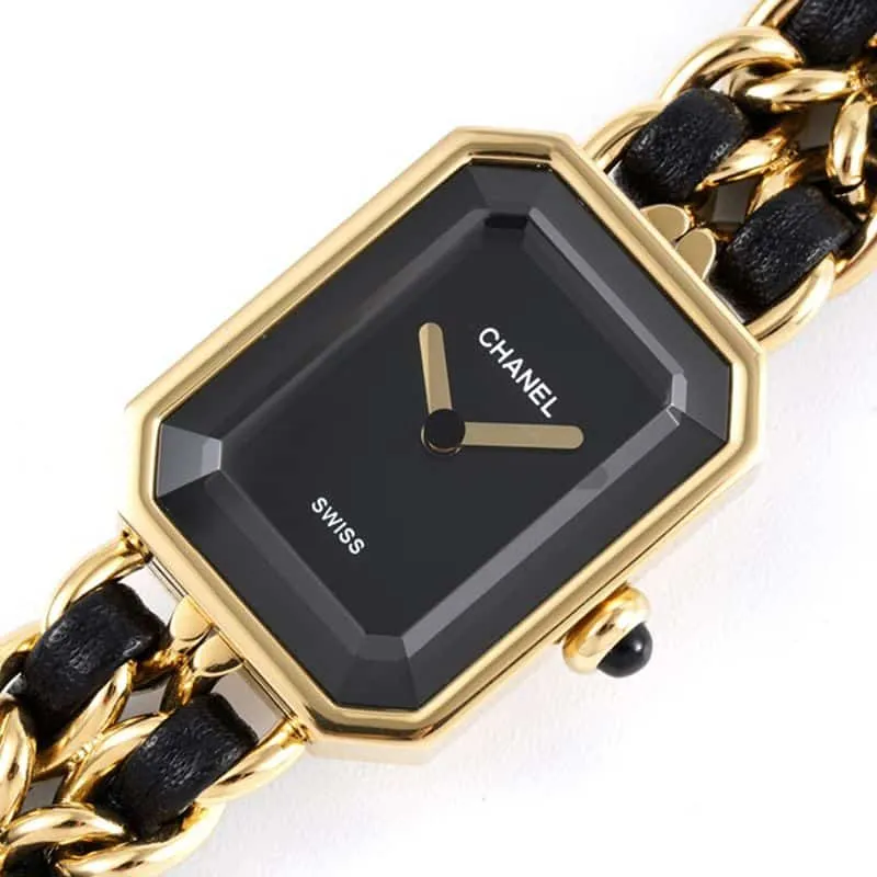 Chanelladies' watchtop-tiersuper clonePremiere seriesquartz watchyellow goldblack dialdetail shots