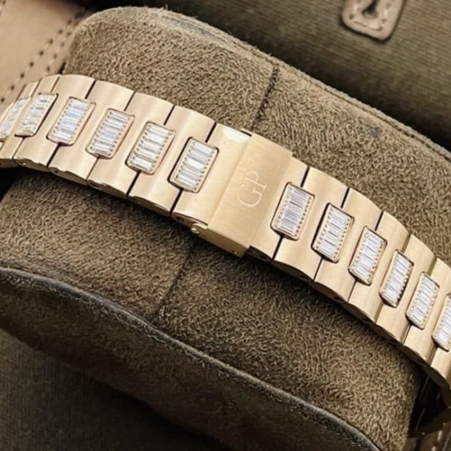 top-tier watch Girard-Perregaux men's white dial gold belt laurel series tourbillon watch front view