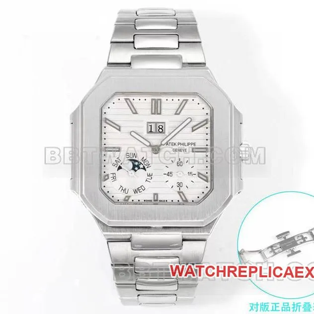 Patek Philippe1:1replica watch 3k factory 45mm black white dial240psmovementsteel bracelet model 5822front live photo