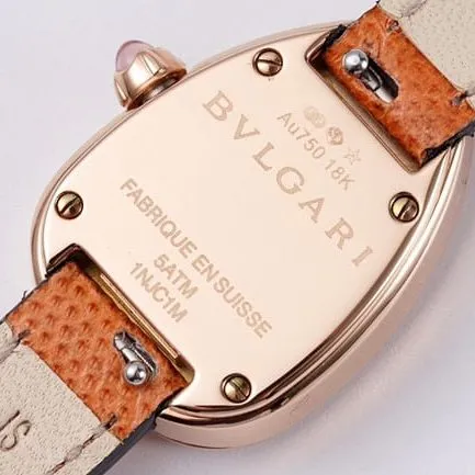BV factory top-tier watch Bvlgari women's white dial orange strap quartz movementleather strap watch front view