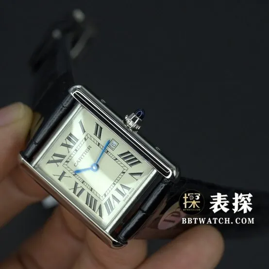 DR factory Cartier tank top-tier 1:1super watch ladies white dial blue needle leather strap model pictures and prices front live photo