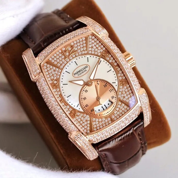 Top-tier watch Parmigiani Fleurier men's gold plate KALPA series fully automatic movementleather strap watch front view