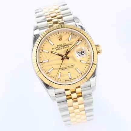 EW Factorytop-tier watch 2021 new Rolex Oyster Datejust36 series men's gold disc gold band mechanical watch front view