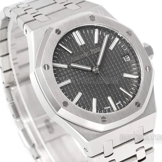 APS factory Audemars PiguetRoyal Oaktop-tier 1:1super gray plate steel bracelet model 15510ST.OO.1320ST.10front live photo