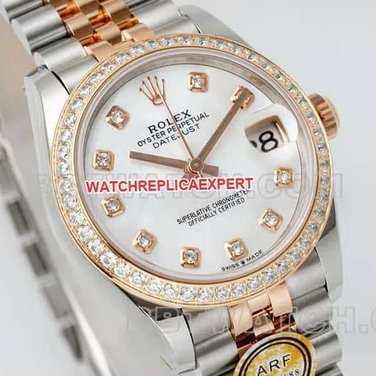 ARF FactoryRolex log 1:1super clonediamond bezel31mm intergold five-lattice chain link278381front live photo