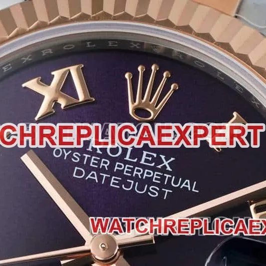 ARF FactoryRolex log purple plate 31mm gold three-lattice chain link 278271front live photo