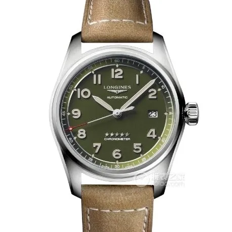 cf factory pioneer Longines1:1replica watch green diallume brown leather bracelet