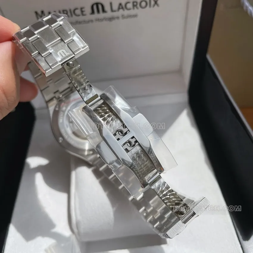 Maurice Lacroix top-tier black dial patterned Paris stud steel bracelet model AI6008 front live photo