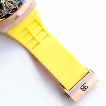 Bugatti Veyron top-tier watch men's black dial mechanical yellow rubber strap men's watch front view