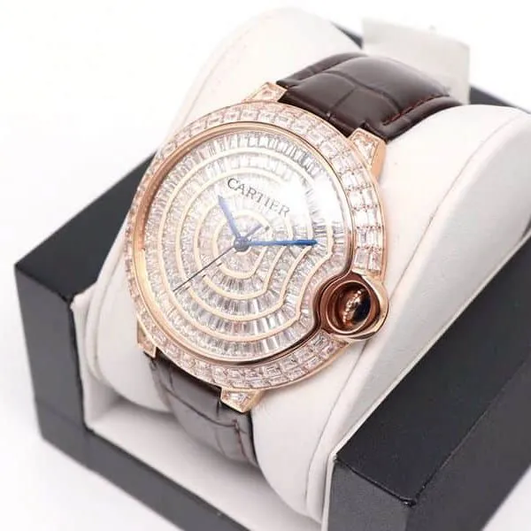 Cartier Watch Cartier Blue Balloon Square Diamond Full Diamond Watch Front View