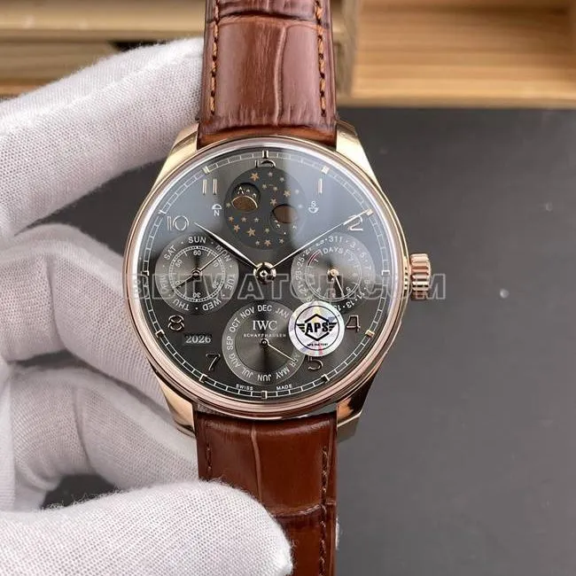 collectible watch Portugal APS factory IWC perpetual calendar gray plate rose goldfront live photo