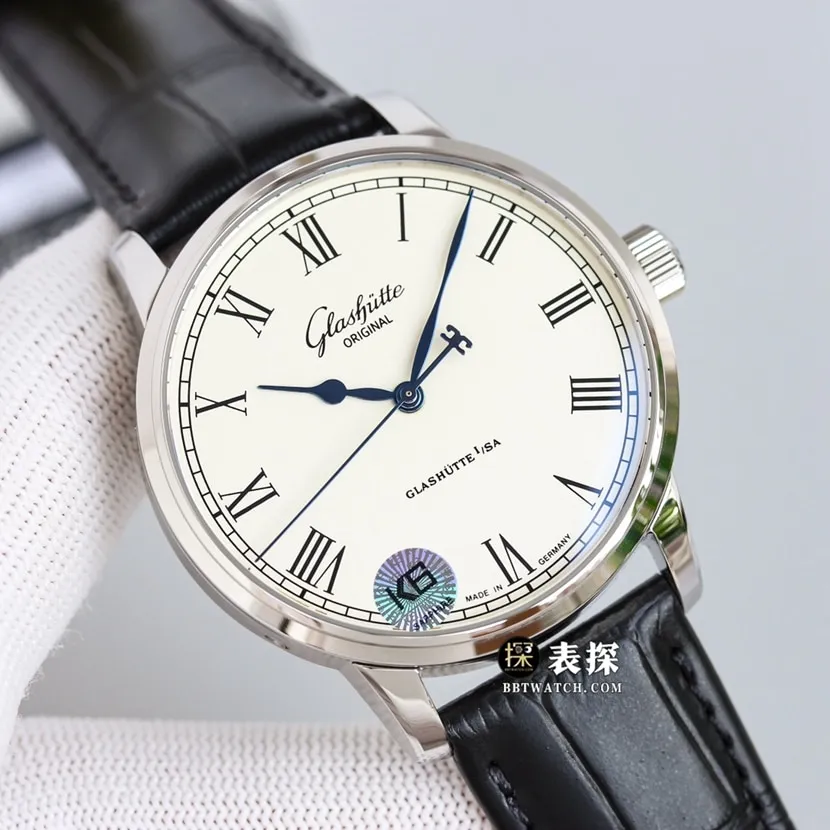 3WF factory Glashütte Original original MP top-tier watch men's white dialleather strap picture and price front live photo
