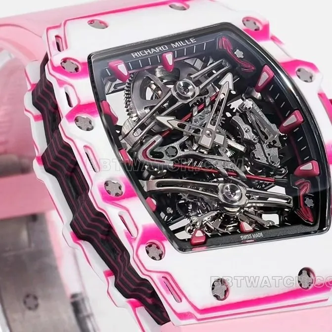 Richard Mille men's top-tier pink rubber RM 38-02 front live photo