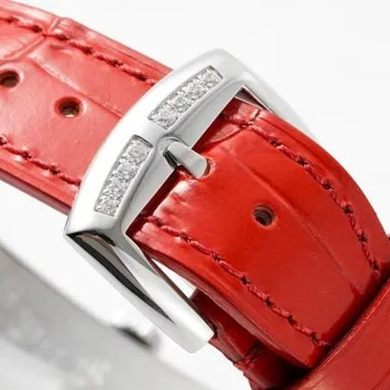 ZF Factory Frank Muller top-tier watch quartzLONG ISLAND series ladies white dial red band watch front view