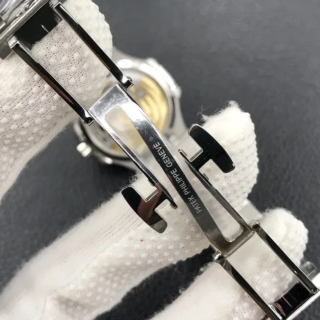 PF Factory Top Patek Philippe Nautilus Men's Black Dial Steel Strap Sport Series Automatic Mechanical Watch Buckle Picture