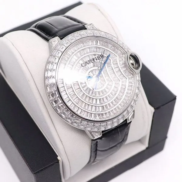 Cartier Watch Cartier Blue Balloon Square Diamond Full Diamond Watch Front View