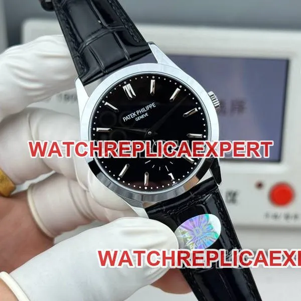 Patek Philippe collectible watch SDF factory classic black dial 39mmleather strap model front live photo