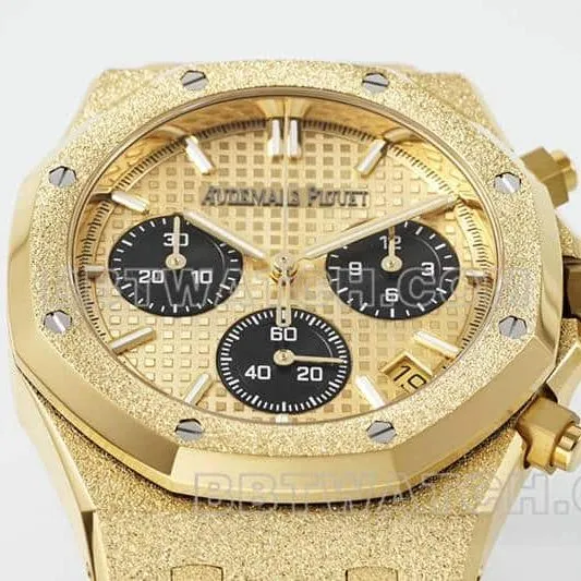 APS factory Audemars PiguetRoyal Oaktop-tier gold plate chronograph frost gold 26240front live photo