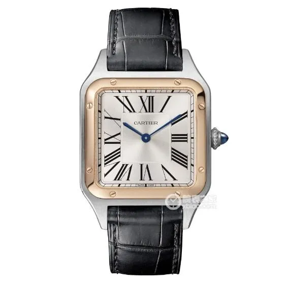 F1 Factory Cartier Santos Top Silver Dial Rose Gold Bezel Medium Model W2SA0011 Front Real Shot Photo