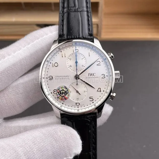 1:1replica watch Portugal APS factory IWC silver white dial gold needle front live photo