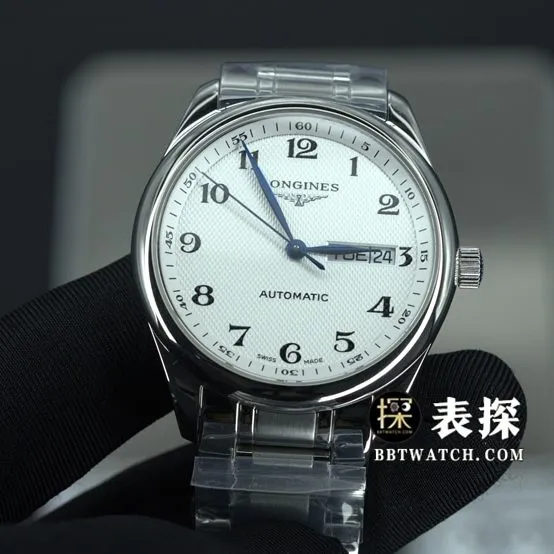 KL factory Longines famous craftsman top-tier high-quality watch picture and price white dial blue needle steel bracelet model front live photo