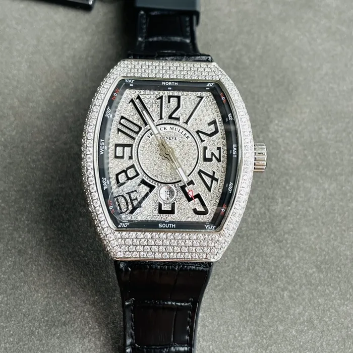 top-tier watch Frank Muller men's white dialV45 SC DT series full automatic movement watch front view