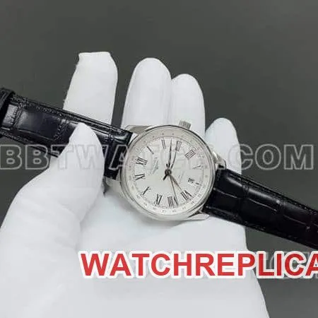 TW factory Longines watchmaking tradition top-tier replicasilver dial black hour markers leather strap caseback live photo