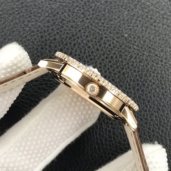 GF Factorytop-tier watch Jaeger-LeCoultre women's white dial brown belt dating series mechanical leather strap watch front view