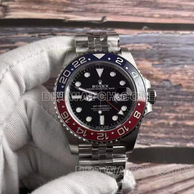 VSRolexGMT-Master1:1top-tier replicaPepsi bezelsteel bracelet model 126710front live photo