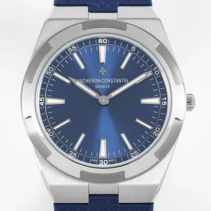 8F factory top-tier replicaVacheron Constantin men's blue dialrubber strap ultra-thin series self-winding mechanical watch front view