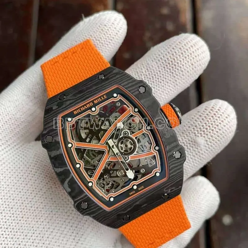 Richard Mille men's top-tier 1:1super hollow plate orange RM67-02front live photo