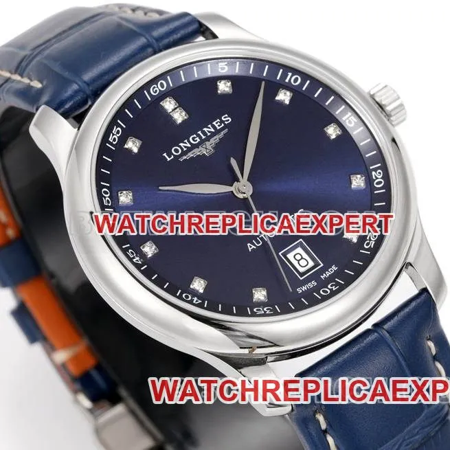 Longines watch XC factory famous craftsman blue dial diamond time mark L888 mechanical movementleather strap model front live photo