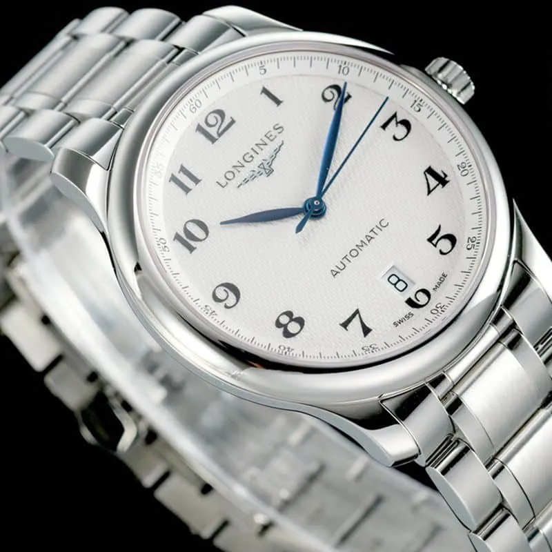 Longinestop-tierhigh-quality watch master series men's mechanical white watch front view
