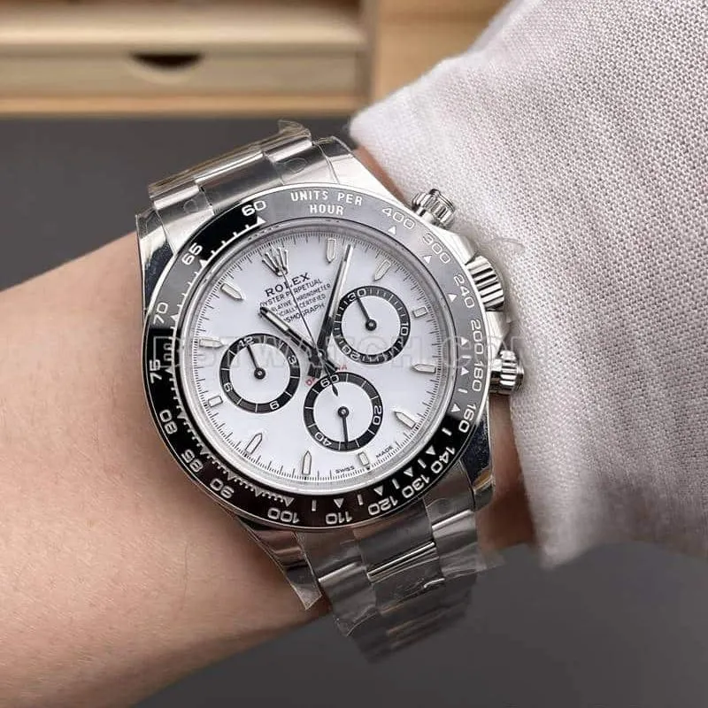 VSRolexDaytonatop-tier 1:1super clonewhite dial126500front live photo