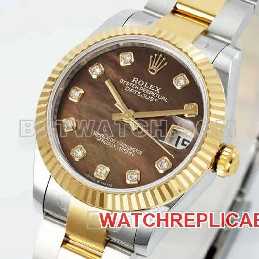 ARF FactoryRolex log top-tier black mother-of-pearl disc 31mm gold three-lattice chain link 278273front live photo