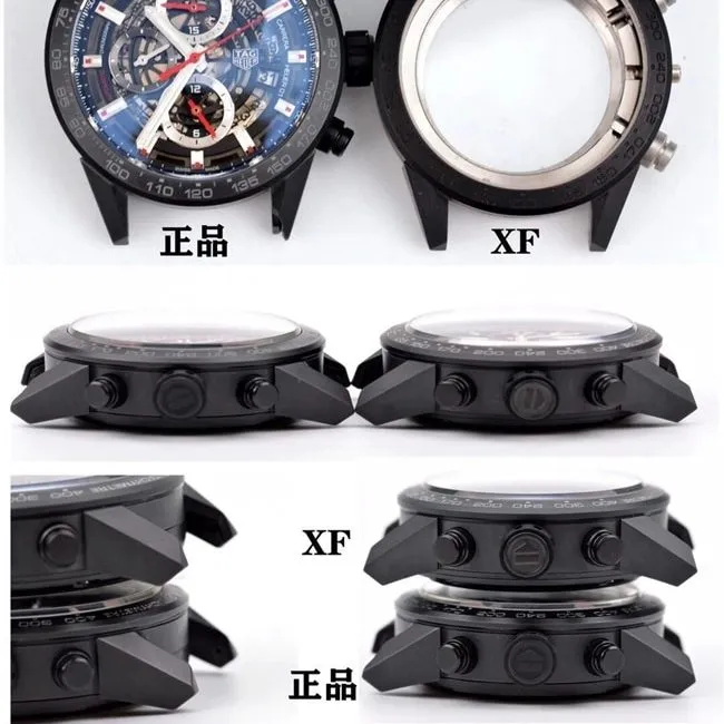 XF TAG Heuer hollow ceramic black knight men's watch genuine and fake comparison evaluation clasp picture