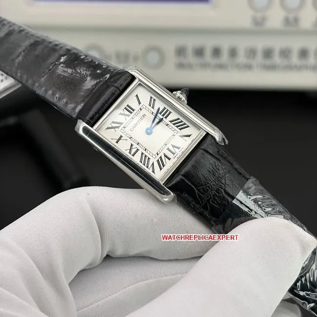 top-tier watch AF Factory tank Cartierwhite dial leather braceletfront live photo