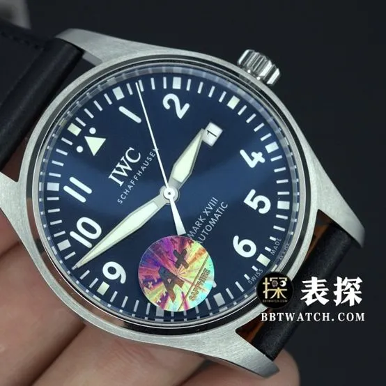 A+ factory IWC pilot top-tier watch men's mark twenty blue dialleather strap model pictures and prices side live photo