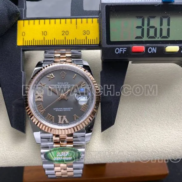 Rolex1:1replica watch ARF FactoryDatejust gray plate 36mm rose goldsteel bracelet bracelet live photos