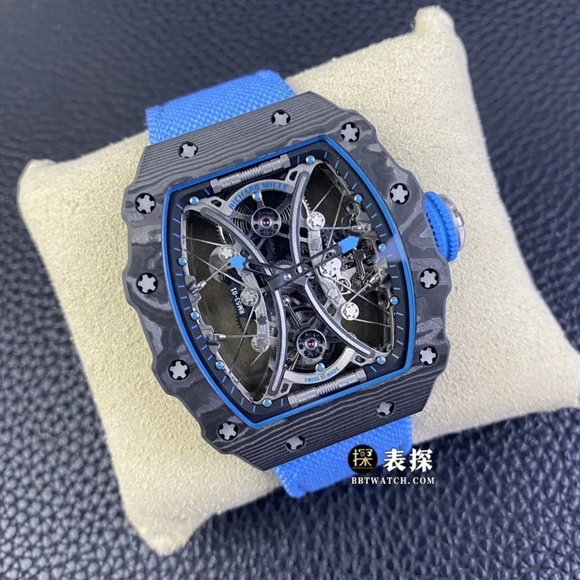 Richard Mille men's RM 53-01top-tier 1:1super watch men's hollow disc rubber model picture and price front live photo