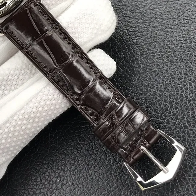 3k factory top-tier watch Patek Philippe yellow plate brown belt automatic movement men's leather strap watch front view