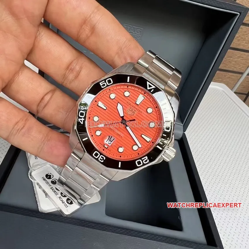 TAG Heuer Aquaracer top-tier orange plate steel bracelet model WBP201F.BA0632 front live photo