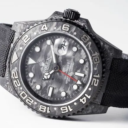 top-tierRolexreplica men's black dial nylon strap full automatic movement watch front view