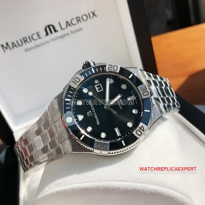Maurice Lacroix top-tier 1:1super cloneblack dialsteel bracelet model AI6058front live photo